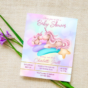 Lámina Magical rainbow unicorn baby shower budget invite