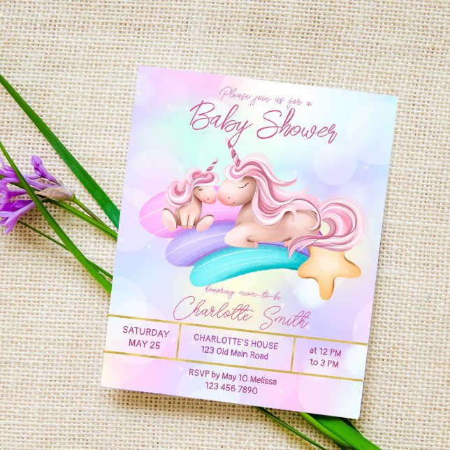 Lámina Magical rainbow unicorn baby shower budget invite (Subido por el creador)