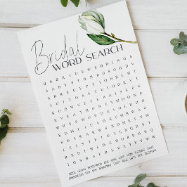 Lámina Magnolia blanca Floral Bridal Shower Word Search