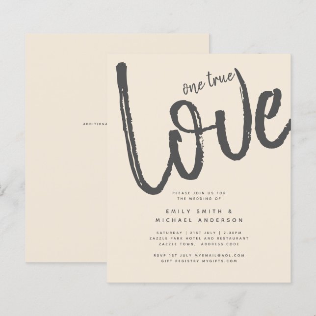 Lámina Magnolia Cream Tipografía Boda moderna (Anverso / Reverso)