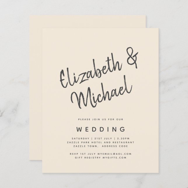 Lámina Magnolia Cream Tipografía Boda moderna (Anverso / Reverso)