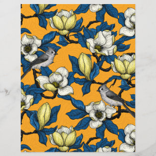 Lámina Magnolia en flor y pájaro del ratón 3