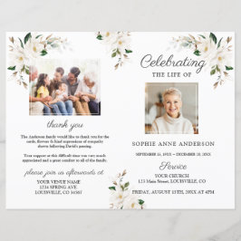 Lámina Magnolia Flowers Funeral Service Photo Program