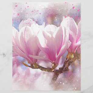 Lámina Magnolia rosa púrpura floreciendo - Flor de primav