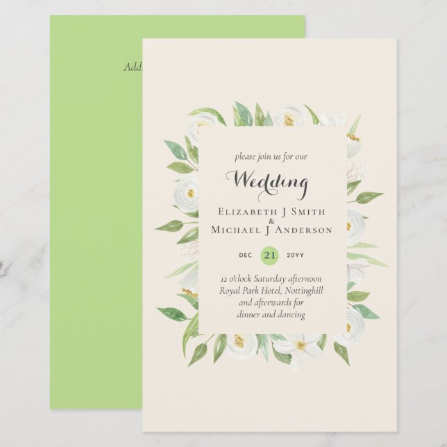 Lámina Magnolia Verde Silencio presupuesto Invitación A9 (Anverso / Reverso)