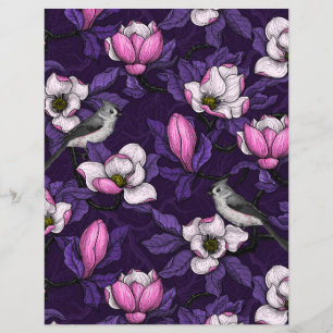 Lámina Magnolia y pájaro del titmouse 4