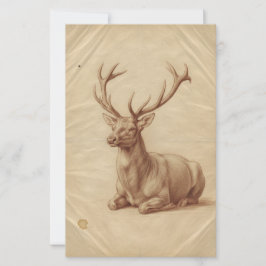 Lámina Majestuoso Ciervo Óleo Pintura Fauna - Elegante Ci