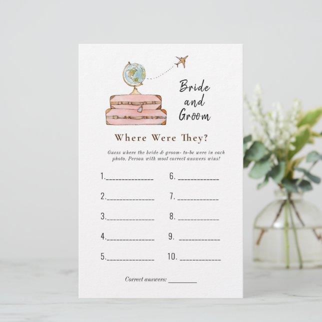 Lámina Maletas "Dónde estaban" Juego de ducha de novia (Anverso de pie)