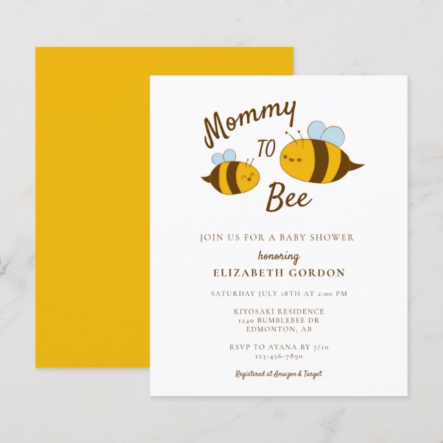 Lámina Mamá del presupuesto para ser Baby Shower moderna (Anverso / Reverso)