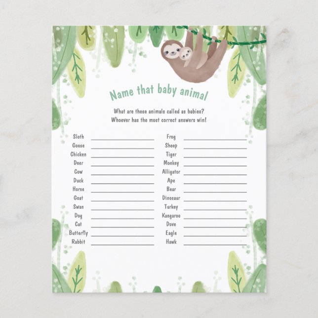 Lámina Mamá linda y la pereza de bebé nombran el juego de (Anverso)