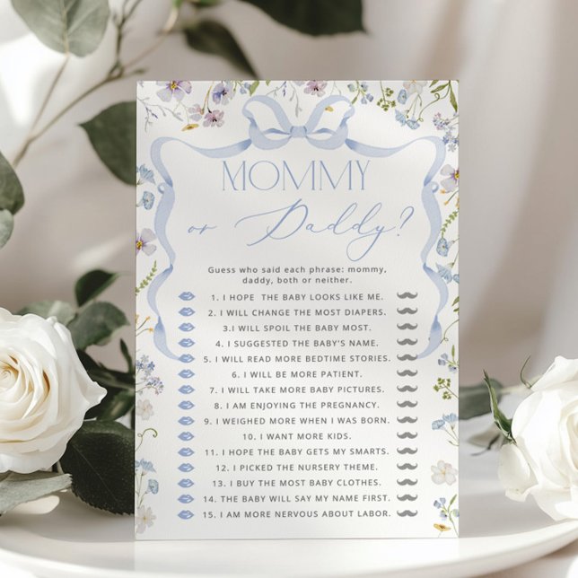 Lámina Mamá o papá Blue Bow adivinen quién es el juego fl (Subido por el creador)