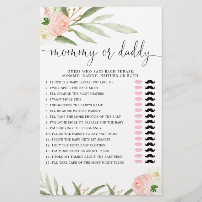 Lámina Mamá o papá juego de oro rosa verde bebé (Anverso)