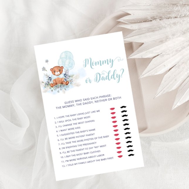 Lámina Mamá o papá Teddy Bear Boy Juego de Baby Shower (Subido por el creador)
