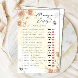 Lámina Mamá o papi beben juego de Baby Shower Honey Boho