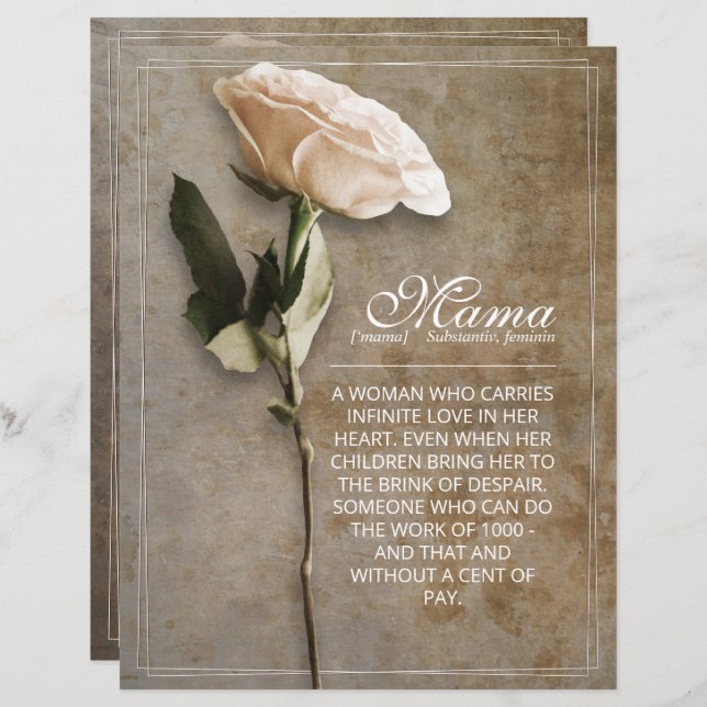 Lámina Mamá - simplemente irremplazable - cosecha (Anverso / Reverso)