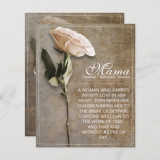 Lámina Mama - simply irreplaceable - vintage (Anverso / Reverso)