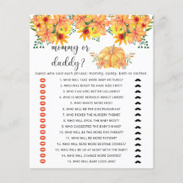 Lámina Mami de calabaza de otoño o papá bebé ducha juego