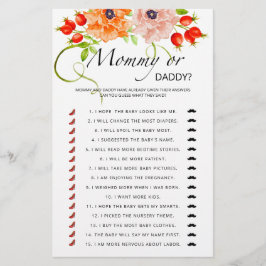 Lámina Mami de calabaza o papi juego de ducha de bebé