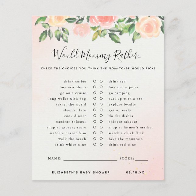 Lámina Mami Más Bien | Juego Baby Shower (Anverso)