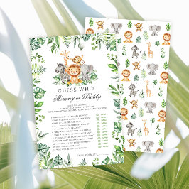 Lámina Mami o Daddy Safari Animales juegos de ducha para