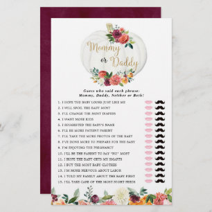 Lámina Mami o papi juego caída calabazas florales