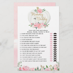 Lámina Mami o papi juego calabazas rosadas de caída de or