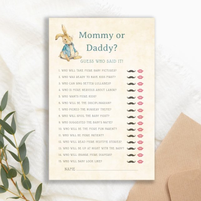 Lámina Mami o papi juego de Baby Shower Peter The Rabbit (Subido por el creador)