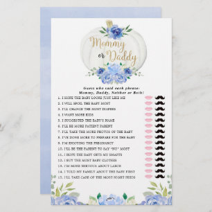 Lámina Mami o papi juego verde azul calabazas caídas