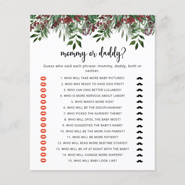 Lámina Mami verde o papi duchado de bebé (Anverso)