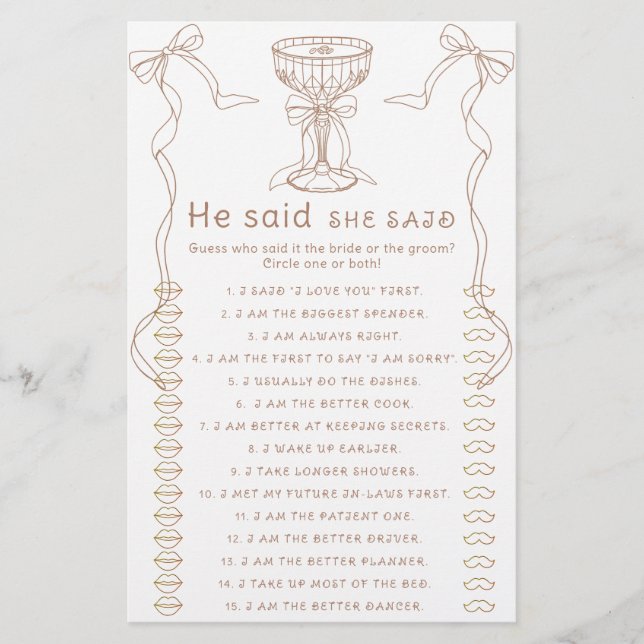 Lámina mano arco de Martini dibujada Dijo que el juego (Anverso)