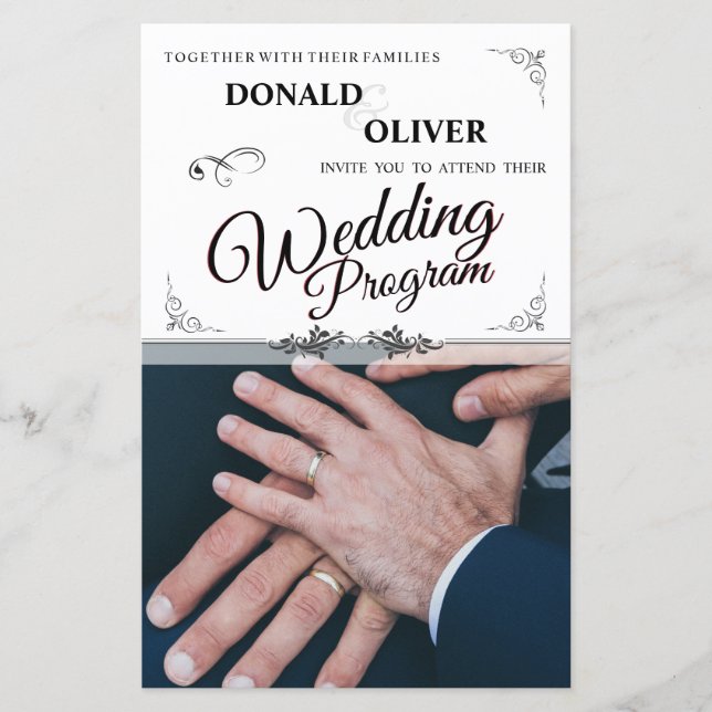 Lámina Manos de una pareja Boda gay con anillos (Anverso)