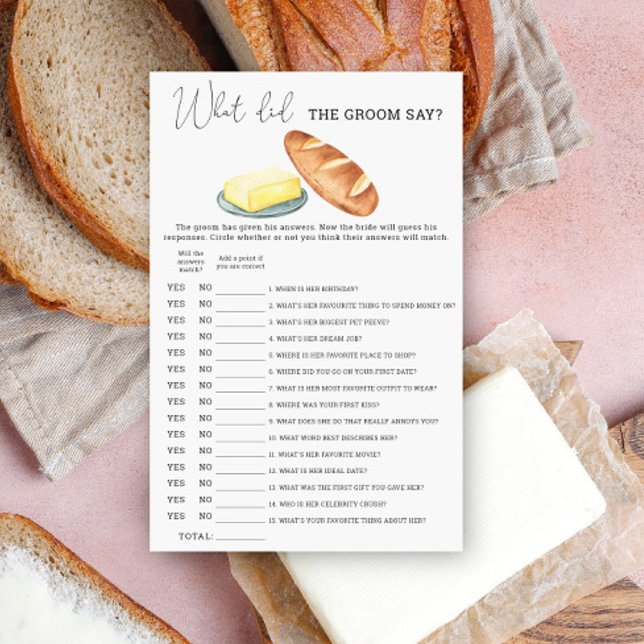 Lámina mantequilla de pan - ¿Qué dijo el novio del juego  (Subido por el creador)