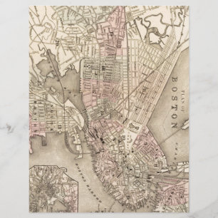 Lámina Mapa Antiguo de Boston (1880)
