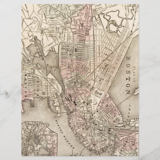 Lámina Mapa Antiguo de Boston (1880) (Anverso)