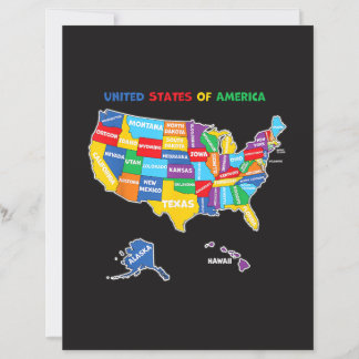 Lámina Mapa colorido de los Estados Unidos con estados 