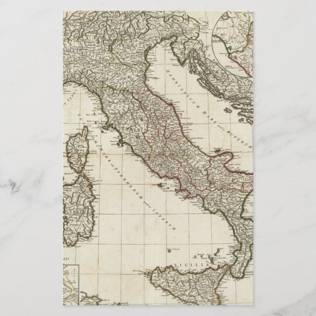 Lámina Mapa de época de Italia (1764) (Anverso)