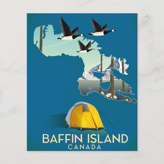 Lámina Mapa de la isla de Baffin cartel de viaje a Canadá (Anverso)
