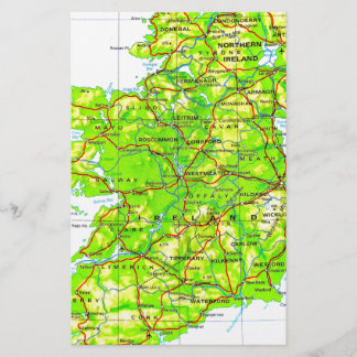 Lámina Mapa de la Isla Esmeralda de Irlanda Día de San Pa