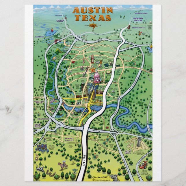 Lámina Mapa de Personalizados de Austin Texas (Anverso)