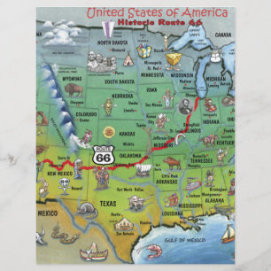 Lámina Mapa de Personalizados de la Ruta 66 histórica