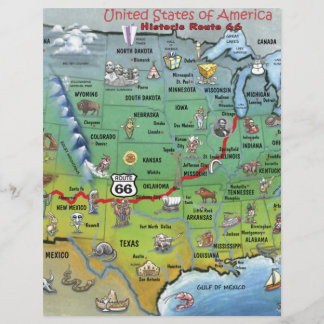 Lámina Mapa de Personalizados de la Ruta 66 histórica
