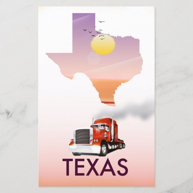 Lámina Mapa de Texas Big Rig (Anverso)
