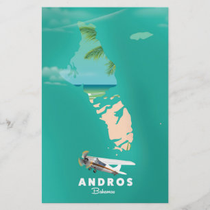 Lámina Mapa de vacaciones de Andros Bahamas.