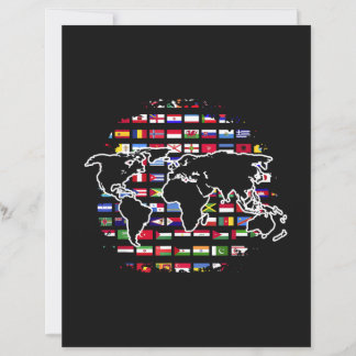Lámina Mapa de viaje mundial Mapa mundial Banderas intern