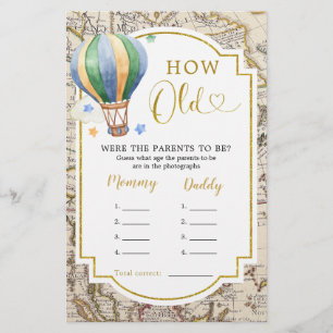 Lámina Mapa de Vintage Globo de aire caliente Cómo padres
