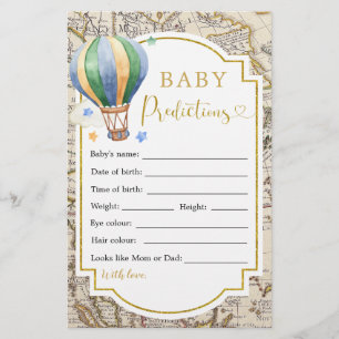 Lámina Mapa de Vintage Predicciones de Bebés de aire cali