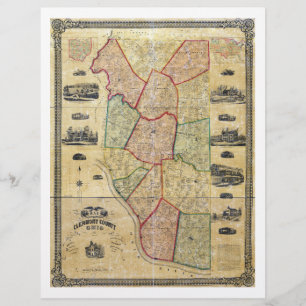 Lámina Mapa del condado de Clermont de Ohio (1857)
