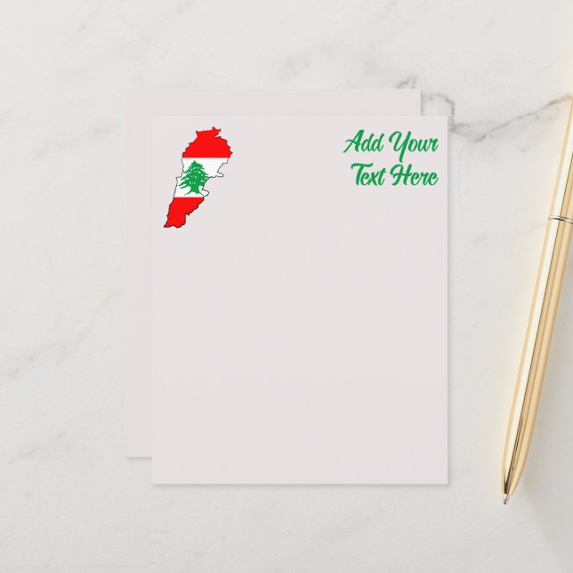 Lámina Mapa del Líbano con bandera (Anverso/Reverso In Situ)