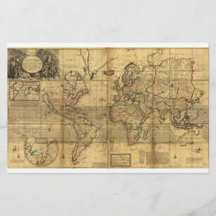 Lámina Mapa del mundo entero de Herman Moll (1719)
