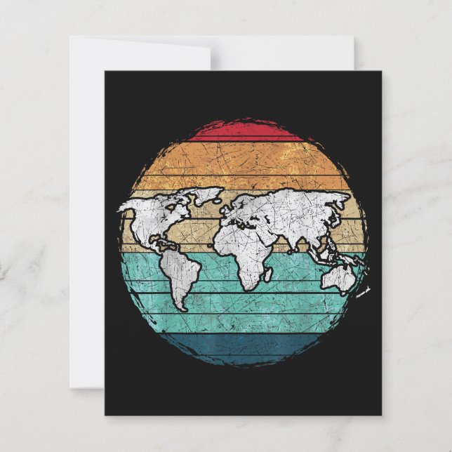 Lámina Mapa del mundo retro (Anverso)